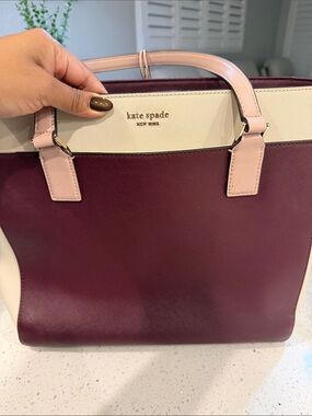 kate spade Two-Tone Burgundy, Blush & Cream Leather Satchel